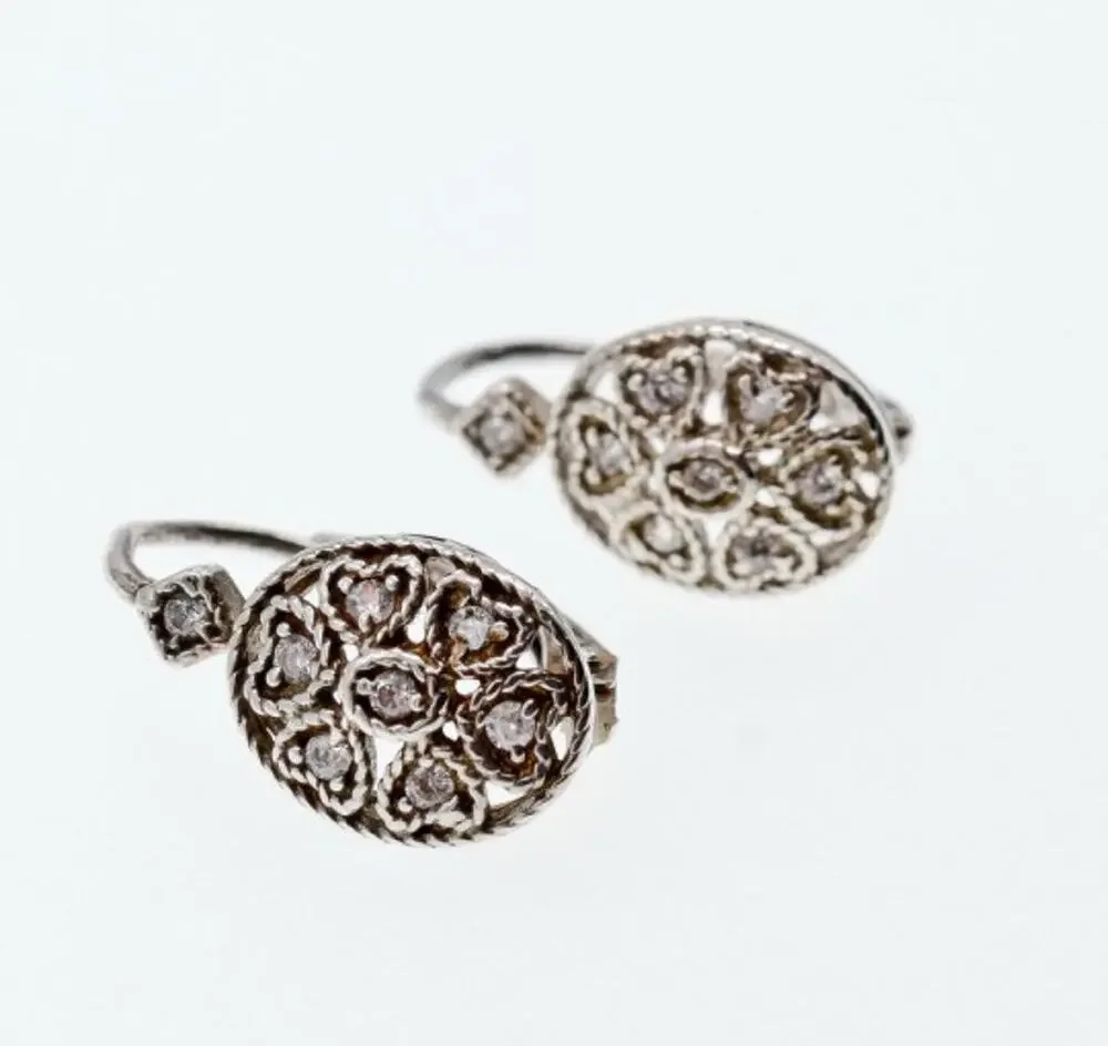 Vintage 925 Sterling Silver CZ Earrings